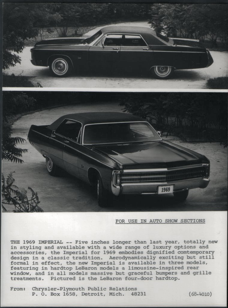 1969 Chrysler Imperial Press Release Page 1